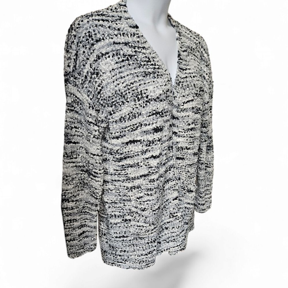 RACHEL & ZOE Womens open front cozy black & white popcorn knit cardigan XL - Picture 5 of 10